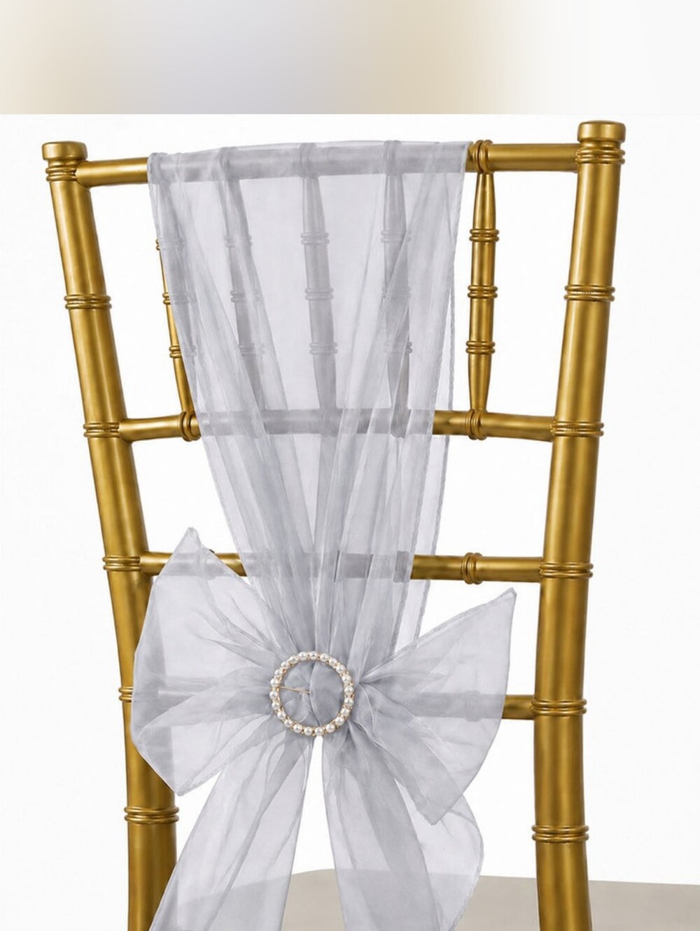 250 sheer SILVER organza chair sashes - Picture 3 of 4